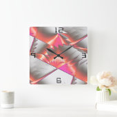 Lachs oder Pfirsich extrem grob digitalisiert Quadratische Wanduhr (Zuhause)