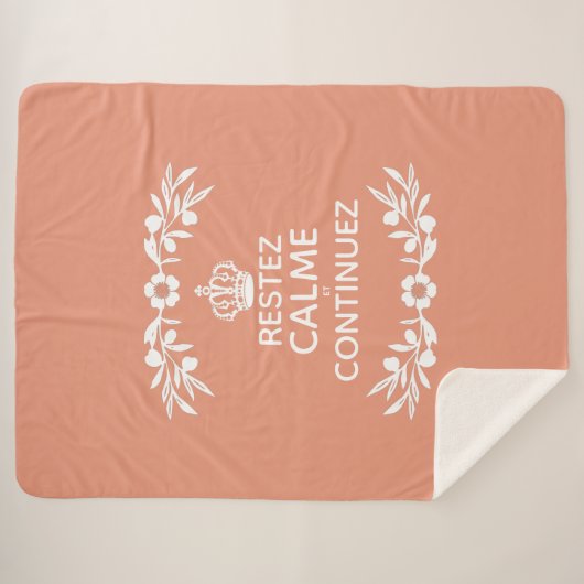 Lachs-Olivenzweig Französisch Phrase Behalten Calm Sherpadecke (Vorderseite (Horizontal))