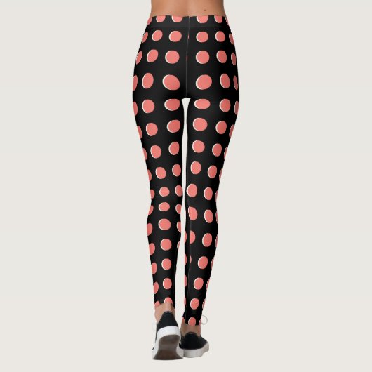 Lachs Orange und Elfenbeinpolka Dots Leggings (Rückseite)
