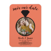 Lachs Orange Wedding Ring Foto Save the Date Magnet (Vertikal)