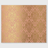 Lachs Pastel Damask Royal Golden Fossil Geschenkpapier (Flach)