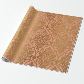 Lachs Pastel Damask Royal Golden Fossil Geschenkpapier (Ungerollt)