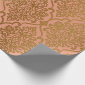 Lachs Pastel Damask Royal Golden Fossil Geschenkpapier (Ecke)