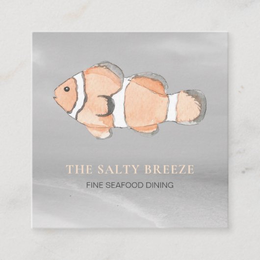 *~* Lachs Pfirsich Strand Silver Sand Sea Dining Quadratische Visitenkarte (Vorderseite)