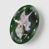 Lachs Pink Bearded Iris Blume Art Runde Wanduhr (Winkel)