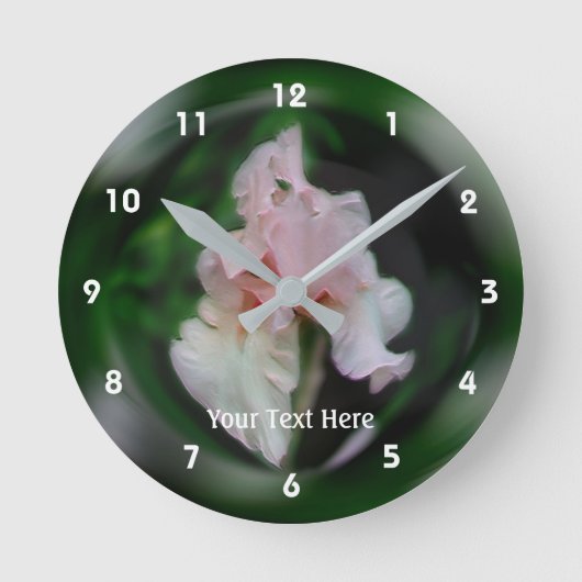 Lachs Pink Bearded Iris Blume Art Runde Wanduhr (Vorderseite)
