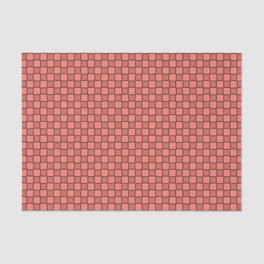 Lachs Pink Black Checkerboard Muster Seidenpapier (Vorderseite)