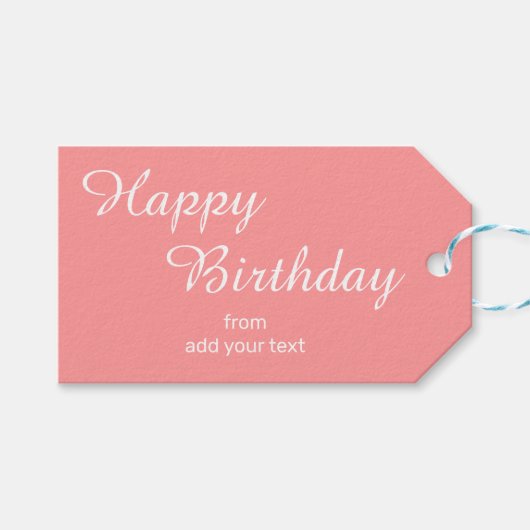 Lachs Pink Geburtstagsgeschenke Tags Geschenkanhänger (Vorderseite (Horizontal))