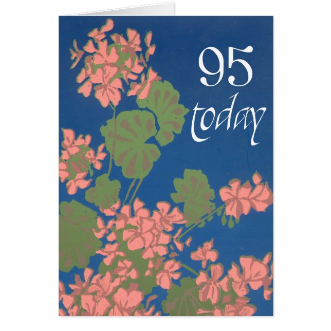 Lachs Pink Geraniums auf Deep Blue, 95. Geburtstag (Vorne)