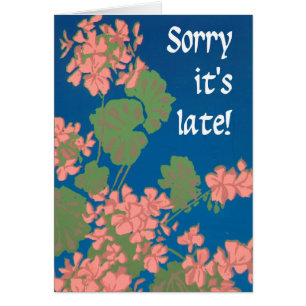 Lachs Pink Geraniums on Deep Blue, Belaged