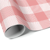 Lachs Pink Gingham Kariert Wrapping Paper Geschenkpapier (Rolleneckpunkt)
