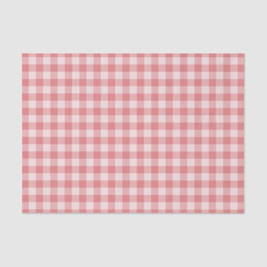 Lachs Pink Gingham Kariertes Gewebe Seidenpapier (Vorderseite)