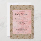 Lachs Pink Glitzer Brown Giraffes Kinderdusche Einladung (Vorderseite)