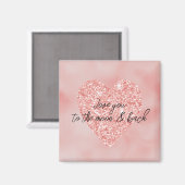 Lachs Pink Ombre Glitzer Zitat Liebe Herz Magnet (Vorderseite/Rückseite)