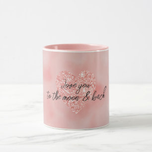 Lachs Pink Ombre Glitzer Zitat Liebe Herz Tasse