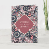 Lachs Pink Paisley Muster QR Code Indian Wedding Einladung (Vorderseite)