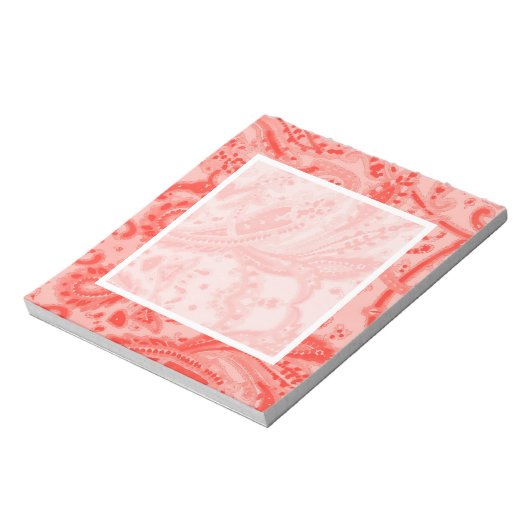 Lachs Pink Paisley Notizblock (Rotiert)