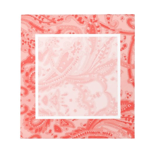 Lachs Pink Paisley Notizblock (Vorderseite)