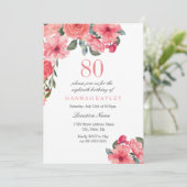 Lachs Pink & Peach Tropical 80. Geburtstag Einladu Einladung (Stehend Vorderseite)