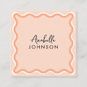 Lachs Pink Retro Wavy Frame Modern Script Name Quadratische Visitenkarte (Vorderseite)