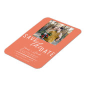 Lachs Pink Save the Date Foto Hochzeit Magnet (Linke Seite)
