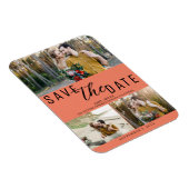 Lachs Pink Save the Date Hochzeit 3 Fotos Magnet (Rechte Seite)