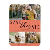 Lachs Pink Save the Date Hochzeit 3 Fotos Magnet (Vertikal)