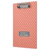 Lachs Pinkfarbiger orangefarbener weißer Punkt Vin Klemmbrett (Links)