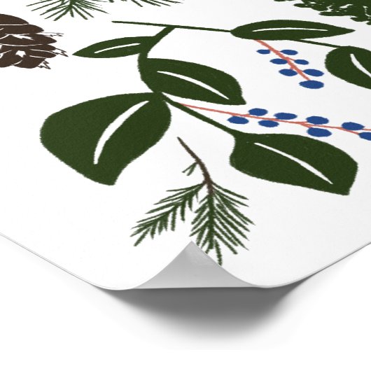 Lachs PNW Nature Fir Ferns Berries Forest Forage Poster (Ecke)