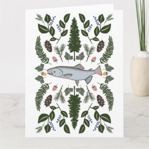 Lachs PNW Nature Fir Ferns Berries Fressfest Karte