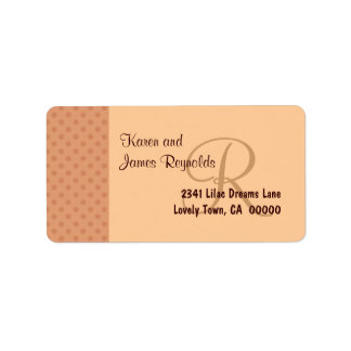 Lachs Polka Dot Muster Monogramm oder Initial Adressaufkleber