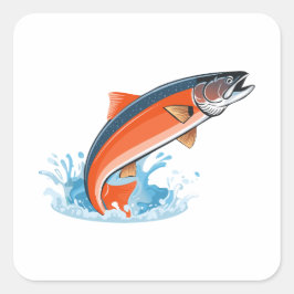 Lachs Quadratischer Aufkleber