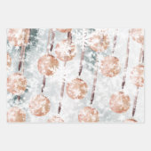 Lachs Rosa Ball Ornament Schneeflocken Geschenkpapier Set (Vorderseite 2)