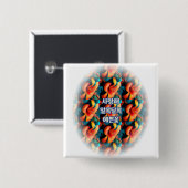 Lachs Rosa Blume Muster Button (Vorne & Hinten)