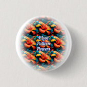 Lachs Rosa Blume Muster Button (Vorderseite)