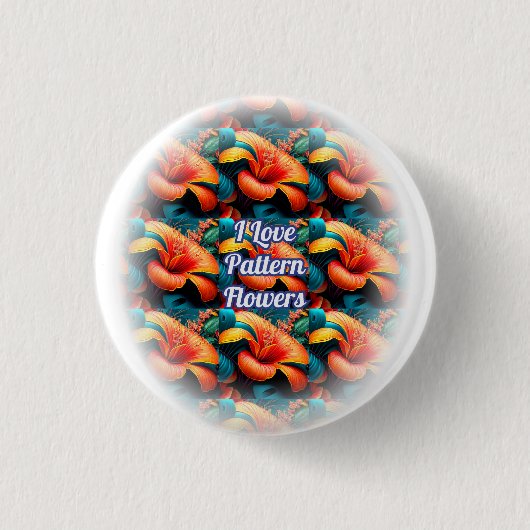 Lachs Rosa Blume Muster Button (Vorderseite)