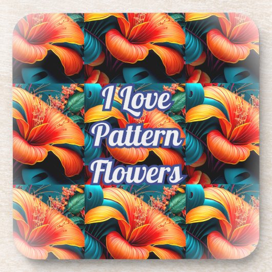 Lachs Rosa Blume Muster Getränkeuntersetzer (Vorderseite)