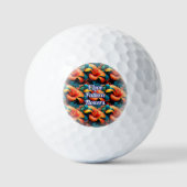 Lachs Rosa Blume Muster Golfball (Vorderseite)