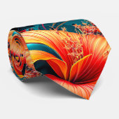 Lachs Rosa Blume Muster Krawatte (Gerollt)