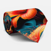 Lachs Rosa Blume Muster Krawatte (Gerollt)