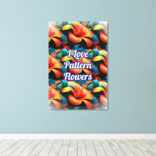 Lachs Rosa Blume Muster Leinwanddruck (Insitu (Holzboden))