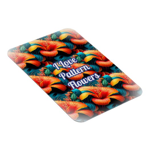 Lachs Rosa Blume Muster Magnet (Rechte Seite)