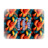 Lachs Rosa Blume Muster Magnet (Horizontal)