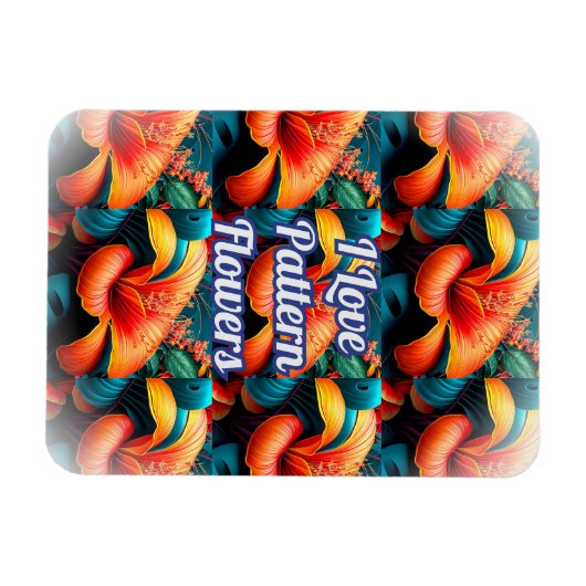 Lachs Rosa Blume Muster Magnet (Horizontal)
