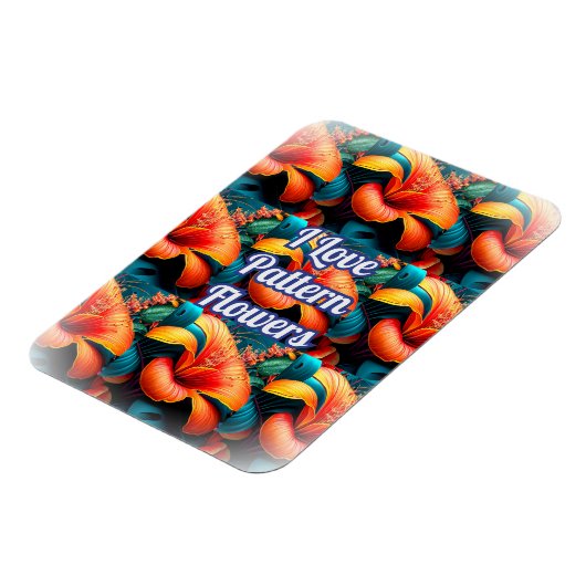 Lachs Rosa Blume Muster Magnet (Linke Seite)