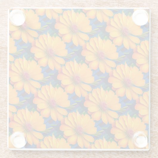 Lachs Rosa Blumenmuster Glasuntersetzer (Rückseite)