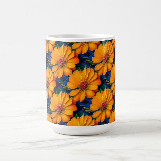 Lachs Rosa Blumenmuster Kaffeetasse (Mittel)