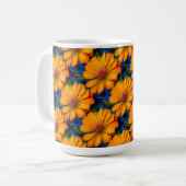 Lachs Rosa Blumenmuster Kaffeetasse (Vorderseite Links)