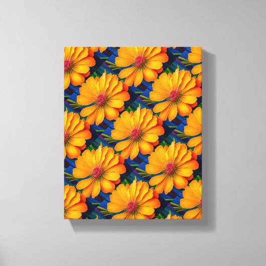 Lachs Rosa Blumenmuster Leinwanddruck (Vorderseite)