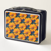 Lachs Rosa Blumenmuster Metall Brotdose (Vorderseite)